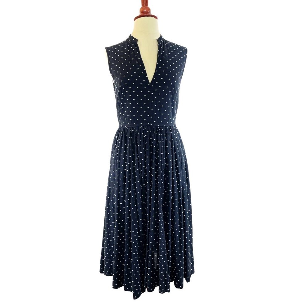 J. Peterman Black and White Swiss Dot Dress with Pockets - 100% Cotton - Size 2